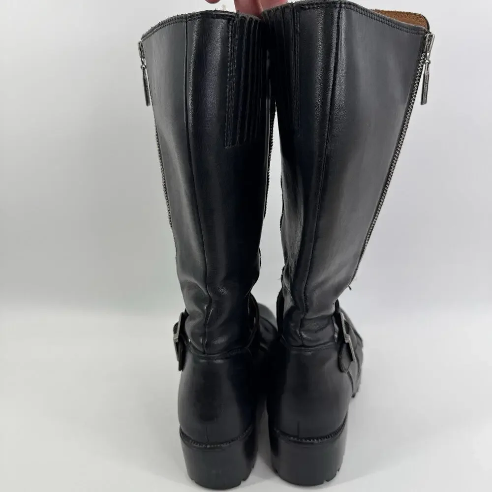 Vintage Harley-Davidson Tall Boots Women 6 Black Riding Eagle Logo Leather - Picture 8 of 16